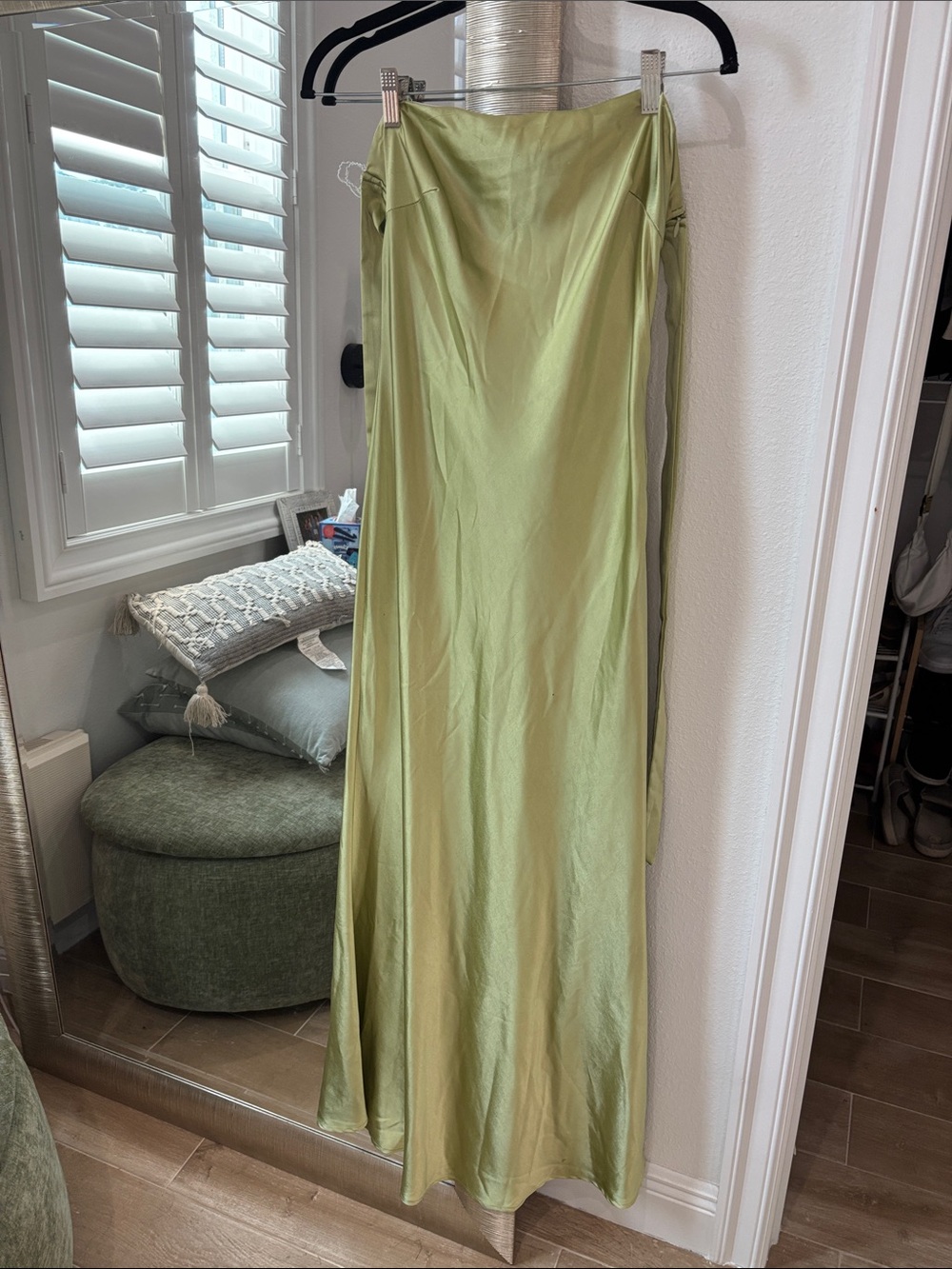 Princess Polly Light Green Satin Maxi Slip Dress